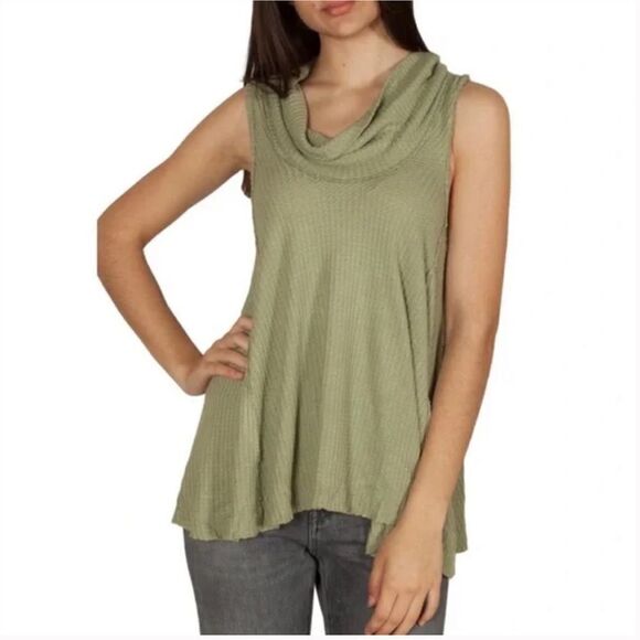 NWT Free People We the Free Cowl Neck Waffle Sleeveless Swing Top Size XS - Picture 1 of 8